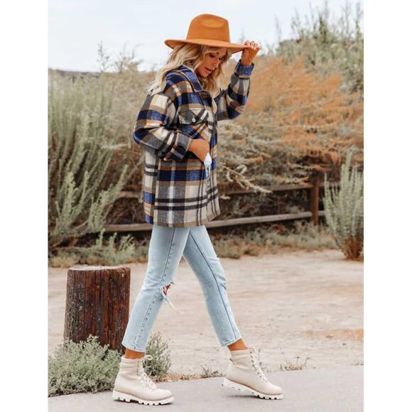 Women Royal Collared V Neck Button Down Oversized Long Sleeve Shirt Top - Picture 5 of 5